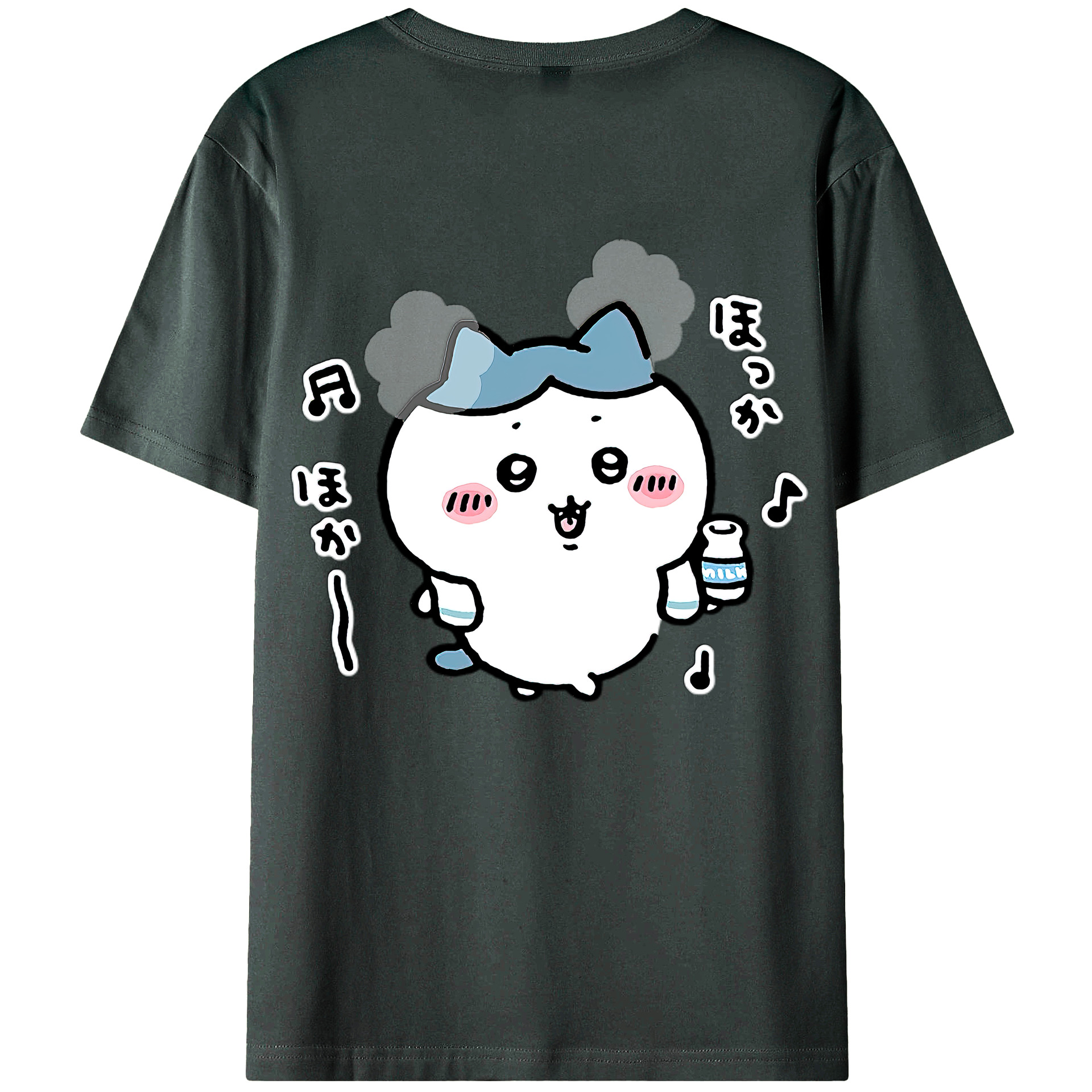 （画像用） ちいかわ ハチワレ Chii-kawa hachiware 綿100％ メンズ半袖Tシャツ（バックプリント） 通気性